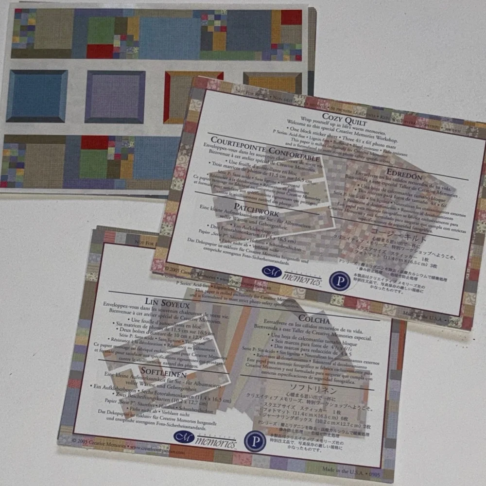 Creative Memories Colorful Quilt Pattern Paper Kits Y2K stickers
